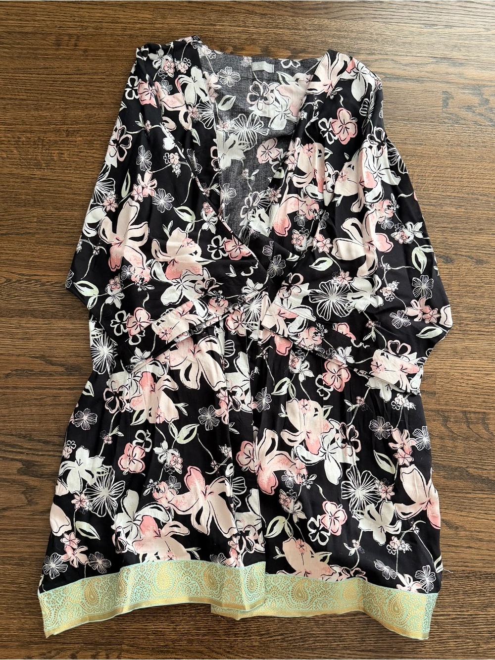 Punjammies Sudara Women Kimono Robe Lounger Elastic Rayon Boho Floral